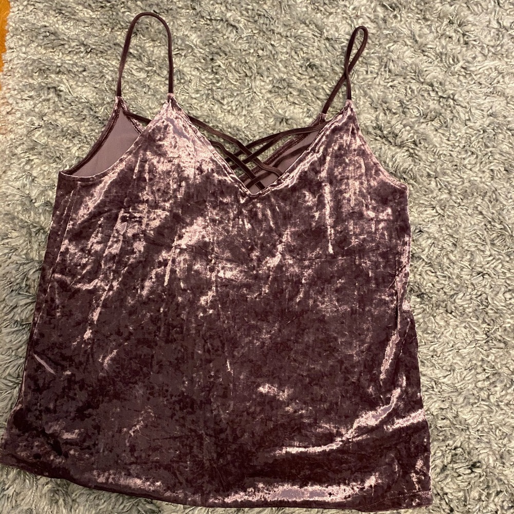 Purple velvet cross cross tank
